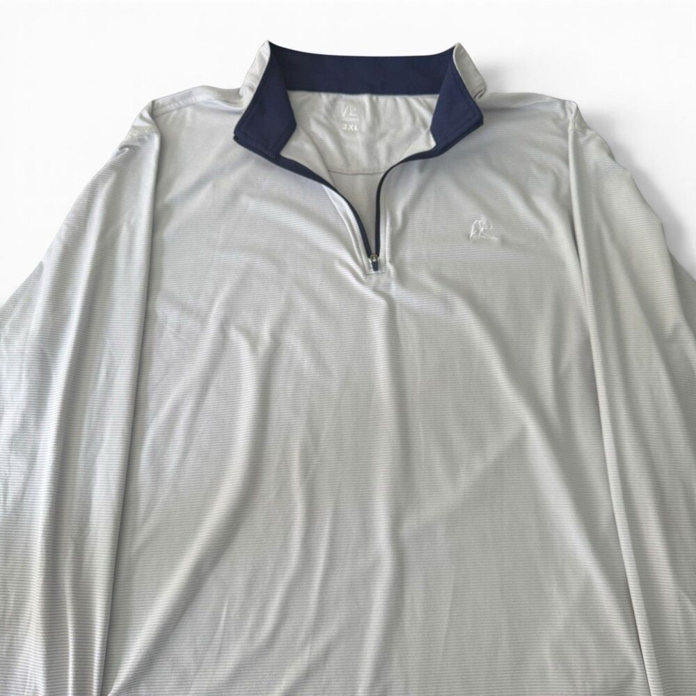 Rhoback 1/4 Zip Pullover Men 3XL Gray Stripe Golf Performance Stretch Big Tall